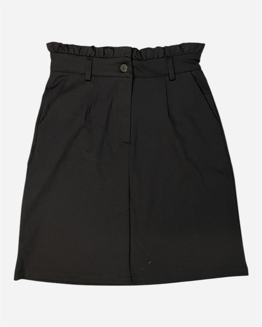 Ichi Black Lettuce Trim Skirt