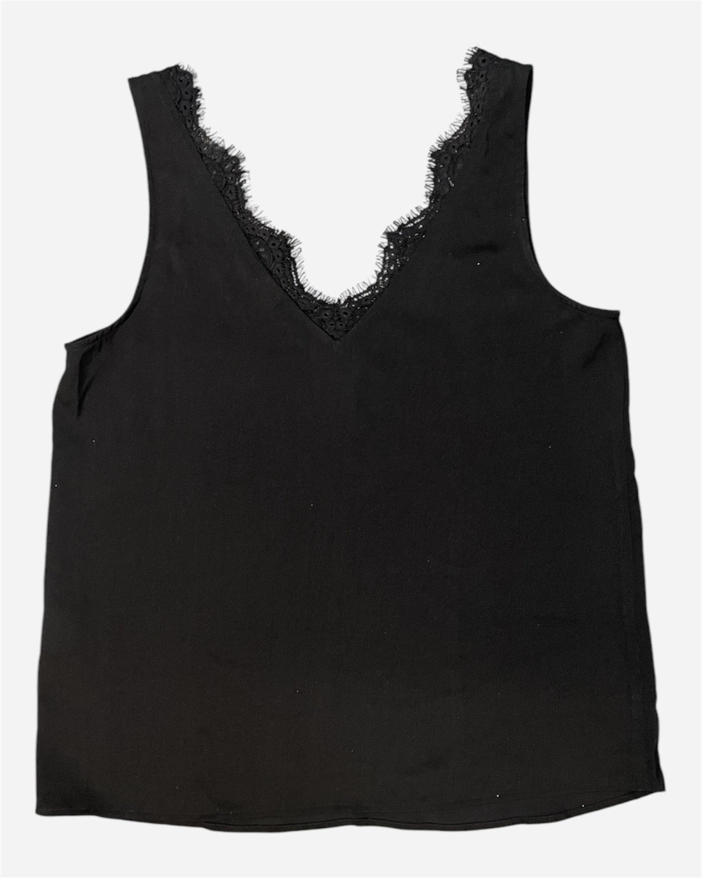 Ichi Black Lace Trim Floaty Vest