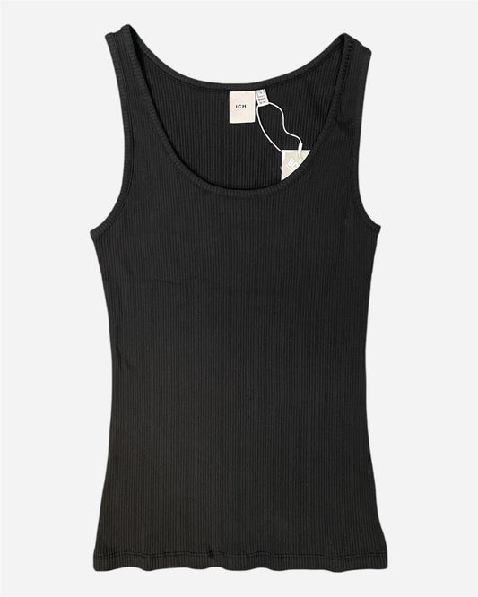 Ichi Black Ribbed Vest Top