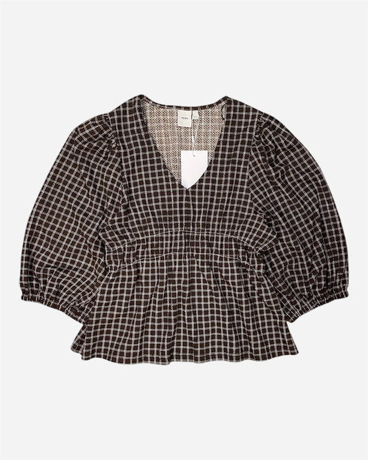 Ichi Brown Check Blouse