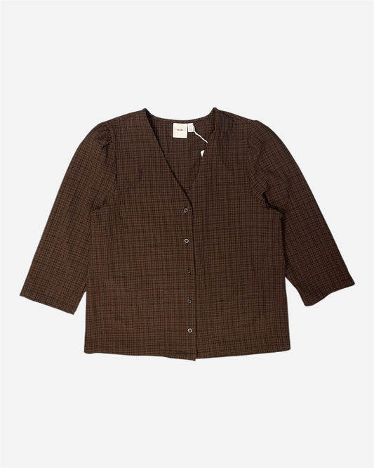 Ichi Brown Check Blouse