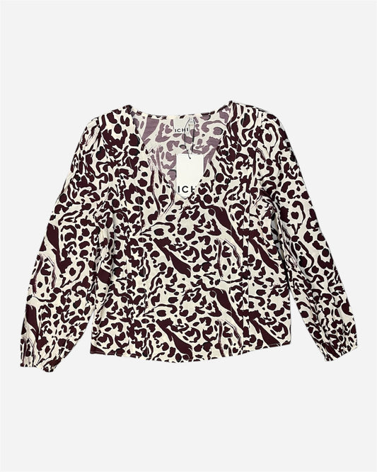 Ichi White/Maroon Printed Blouse