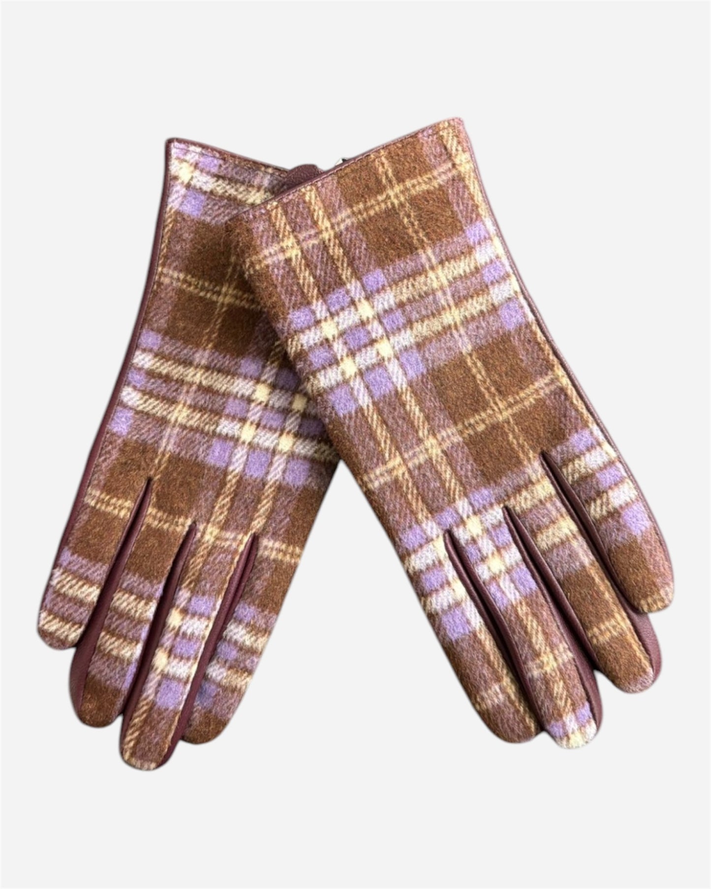 Ichi Purple Check Leather Gloves