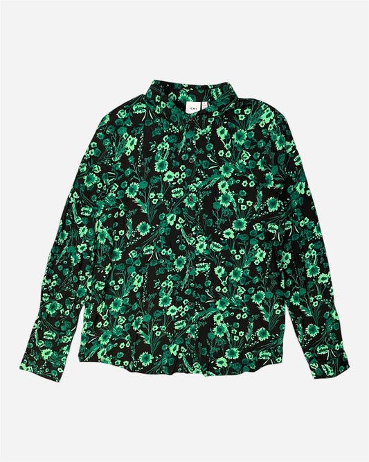 Ichi Black/Green Floral Print Shirt