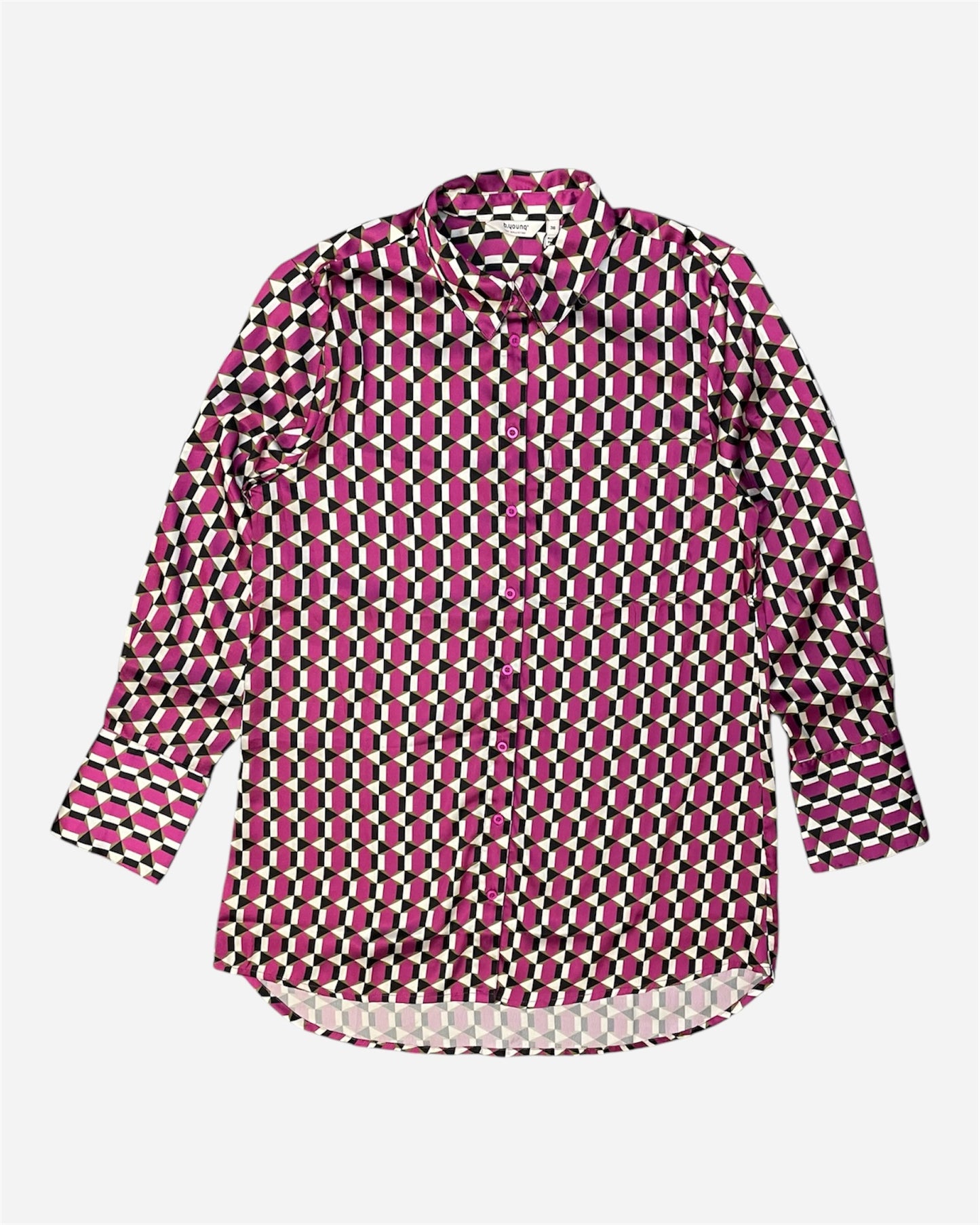 B Young Pink Geometric Print Oversized Shirt