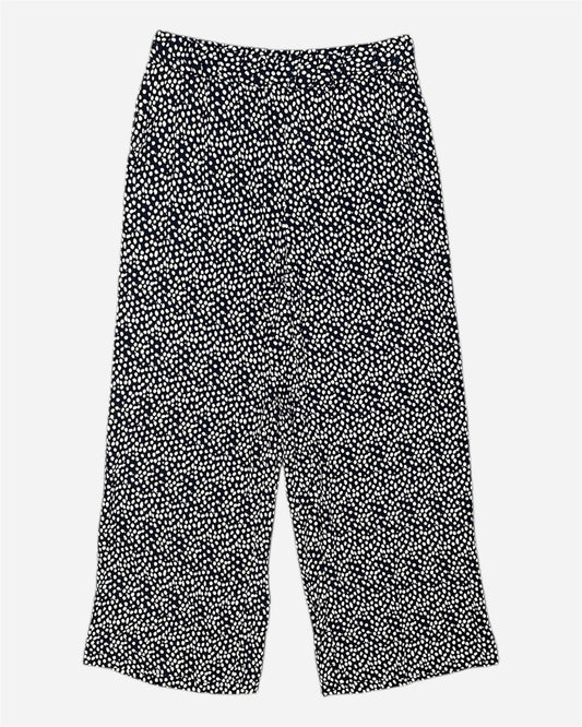 Ichi Navy Printed Wide Leg Jersey Trousers