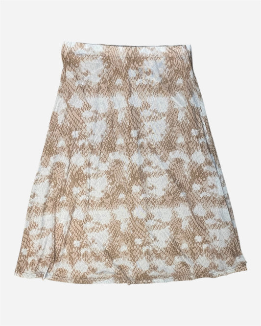 Ichi Blue/Brown Mesh Overlay Midi Skirt