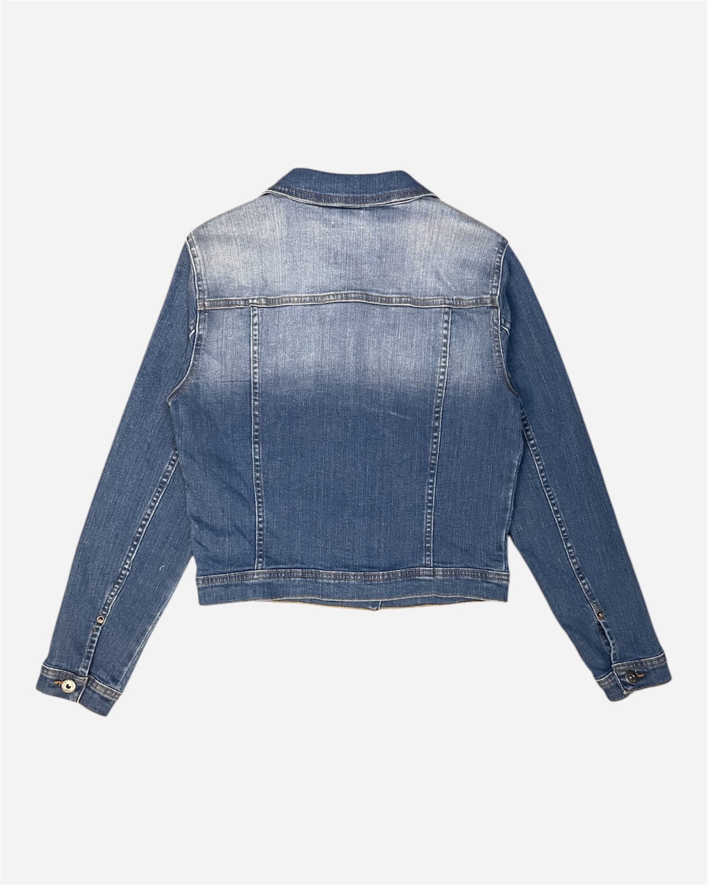 Ichi Mid Blue Fitted Denim Jacket