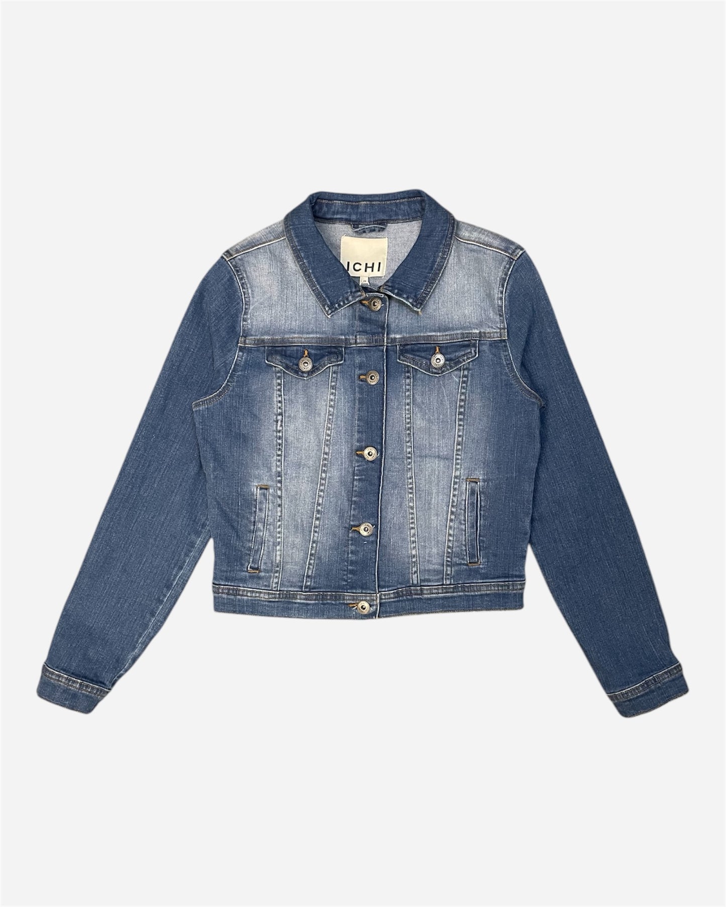 Ichi Mid Blue Fitted Denim Jacket