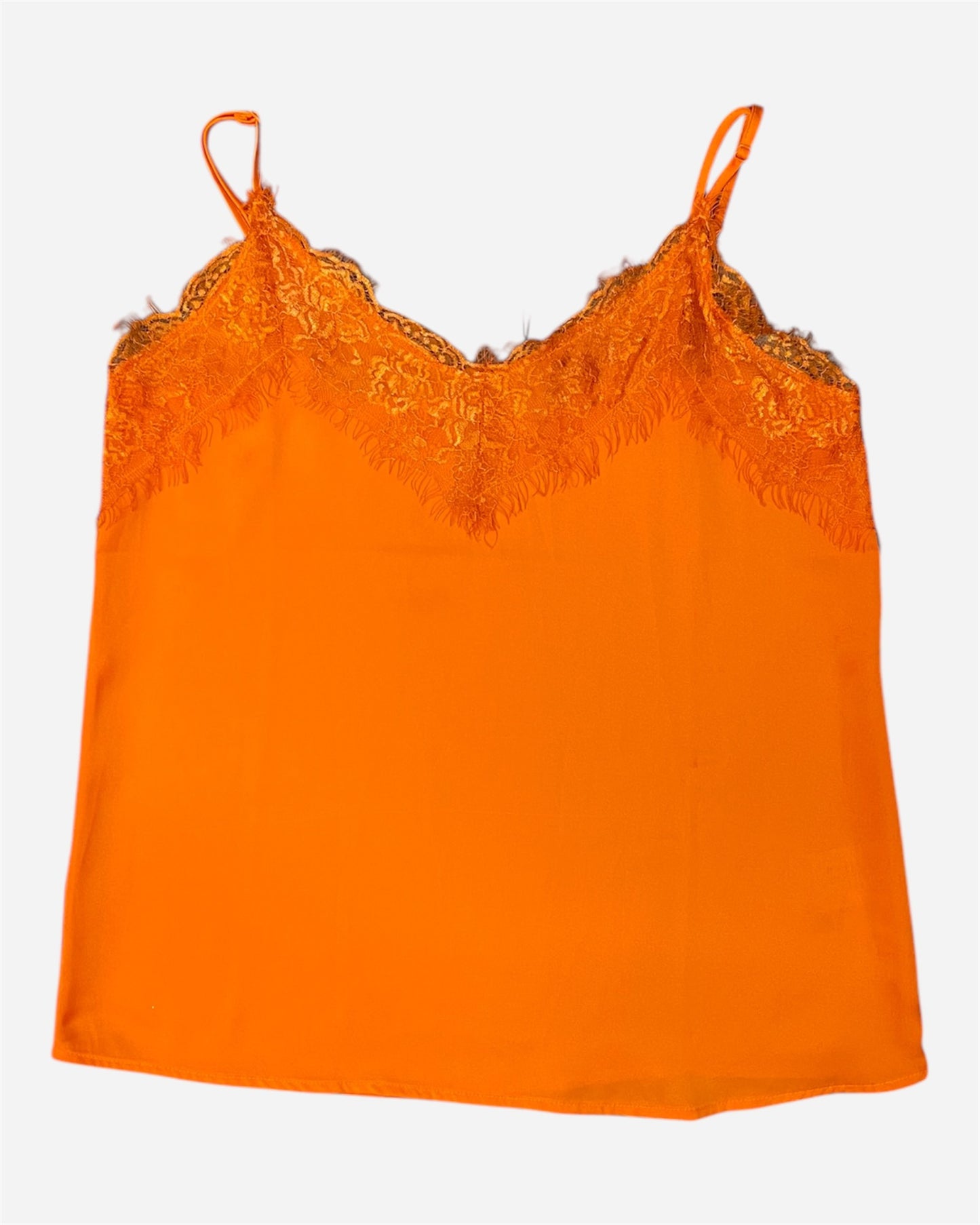 Ichi Orange Lace Trim Vest