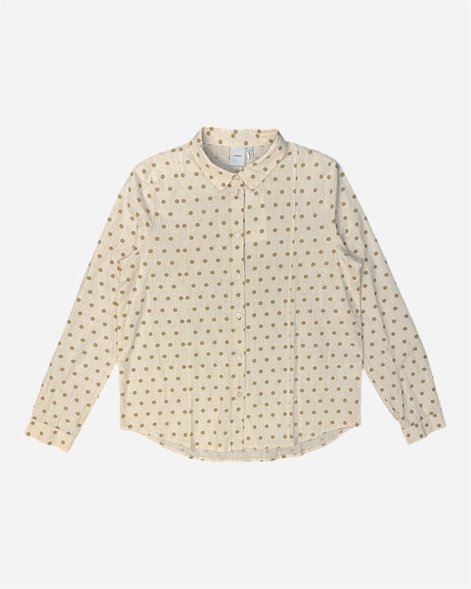 Ichi Cream Polka Print Long Sleeve Shirt