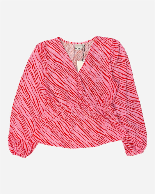 Ichi Pink Print Textured Blouse