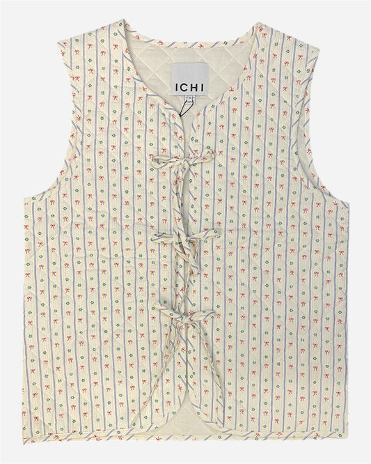 Ichi Cream Printed Quilted Gilet