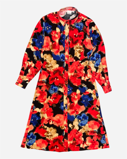 Ichi Red Floral Print Midi Dress