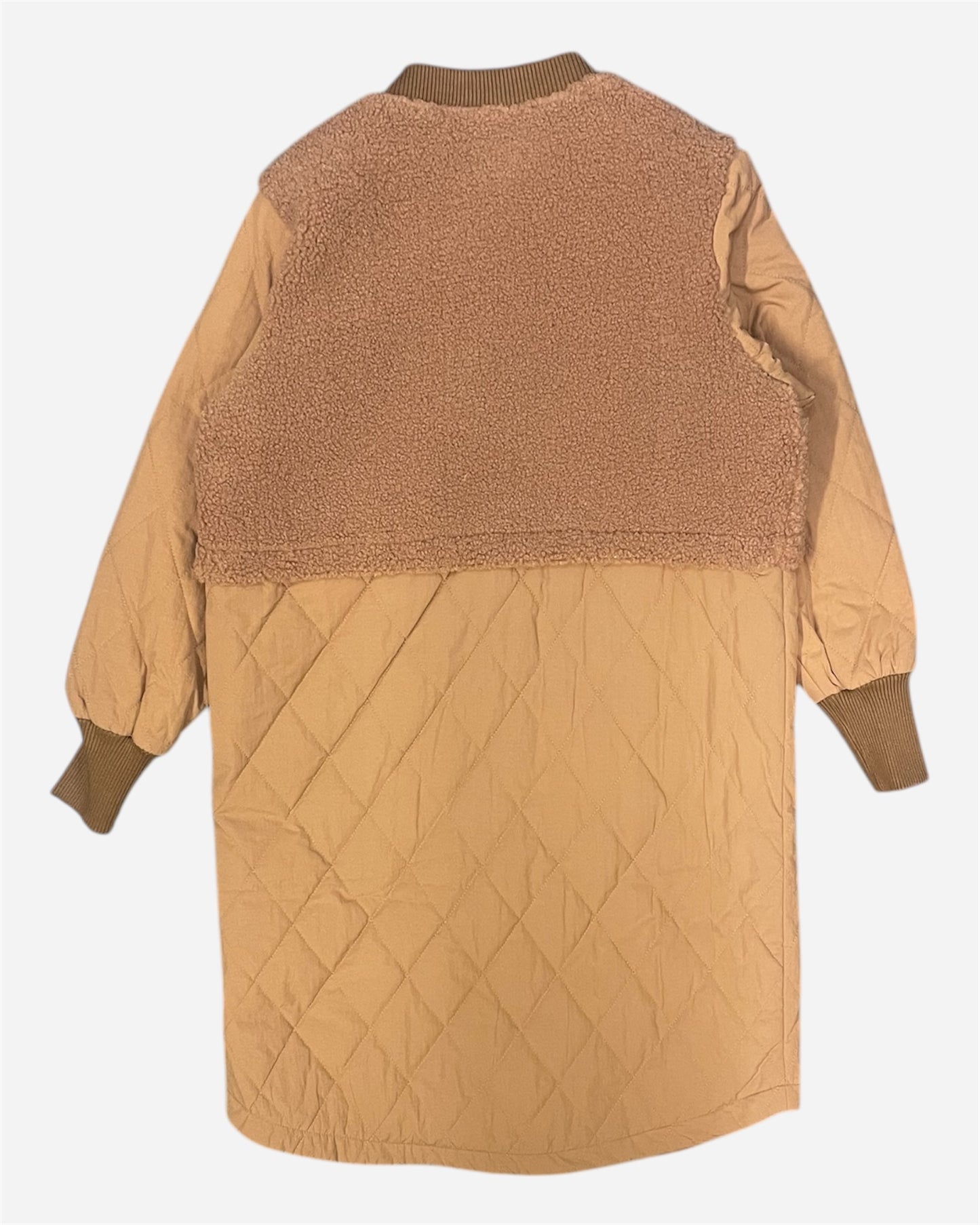 Noella Soft Brown Longline Quilted Coat