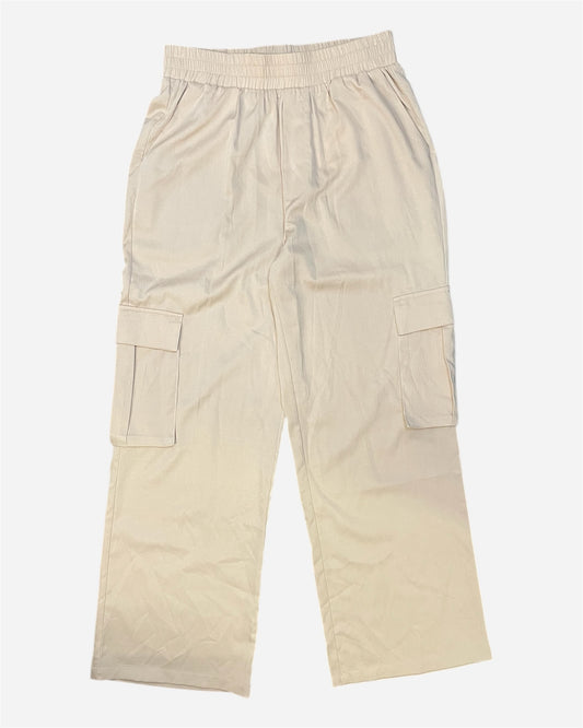 Ichi Cream Jersey Wide Leg Cargo Trousers